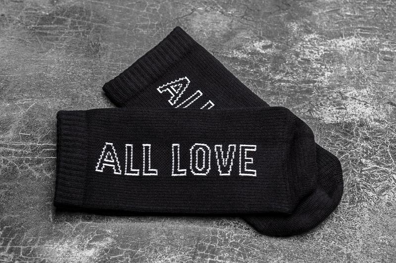 Black Nobull CREW (ALL LOVE) Men's Socks | CA K1644O